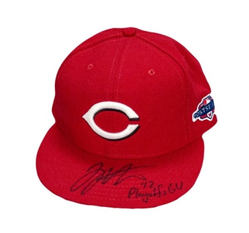 Joey Votto  Game Used Signed/Inscribed 2012 Playoffs Reds Hat
